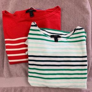 🍁3 for $10 2 J.Crew Boat-Neck Long-Sleeve Striped Tops, EUC